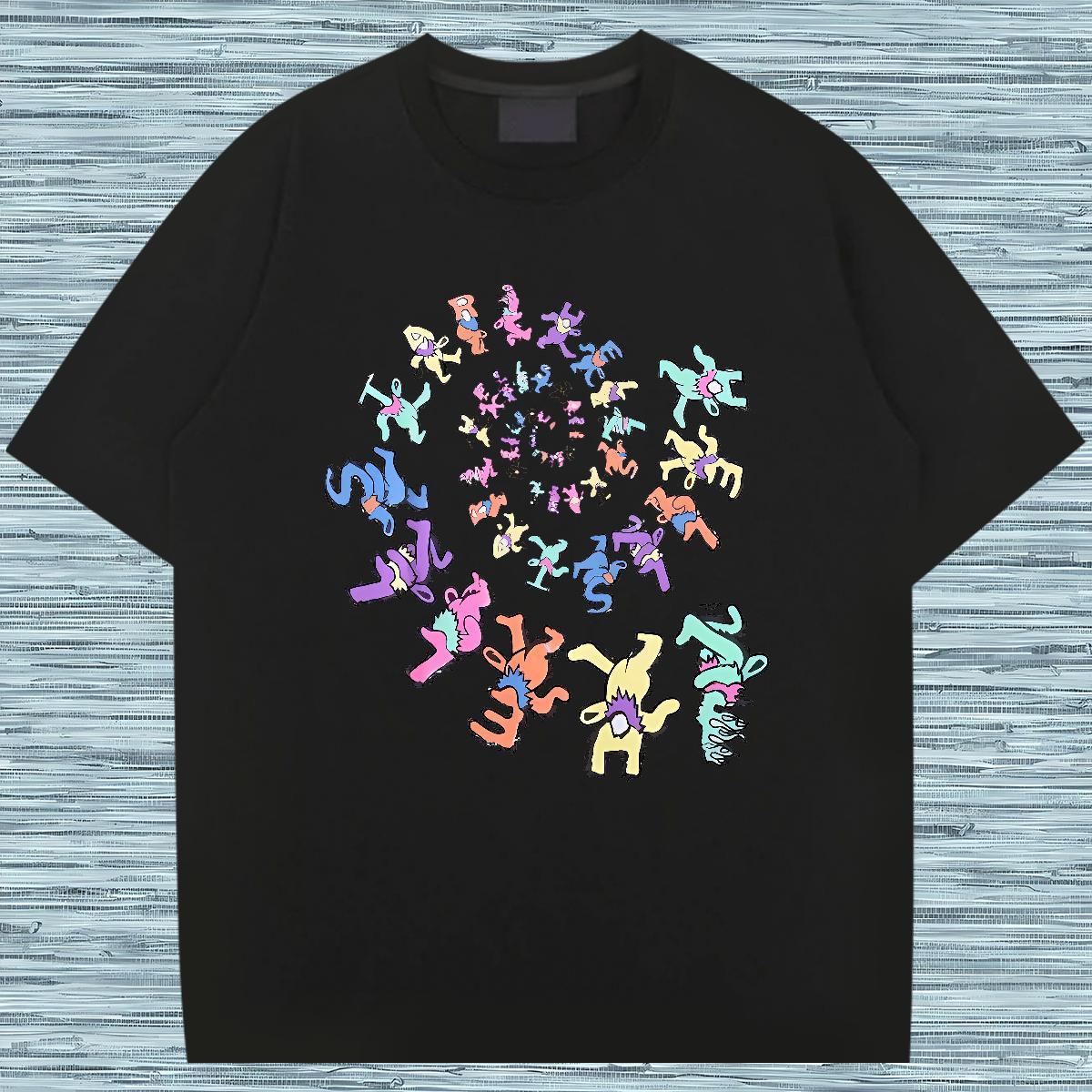 Mens T Shirts 100% Cotton 230g letter Casual Daily Wear Pure Cotton Floral Print Men Clothes T-Shirt 2024 TOP Quality Tops Shirt