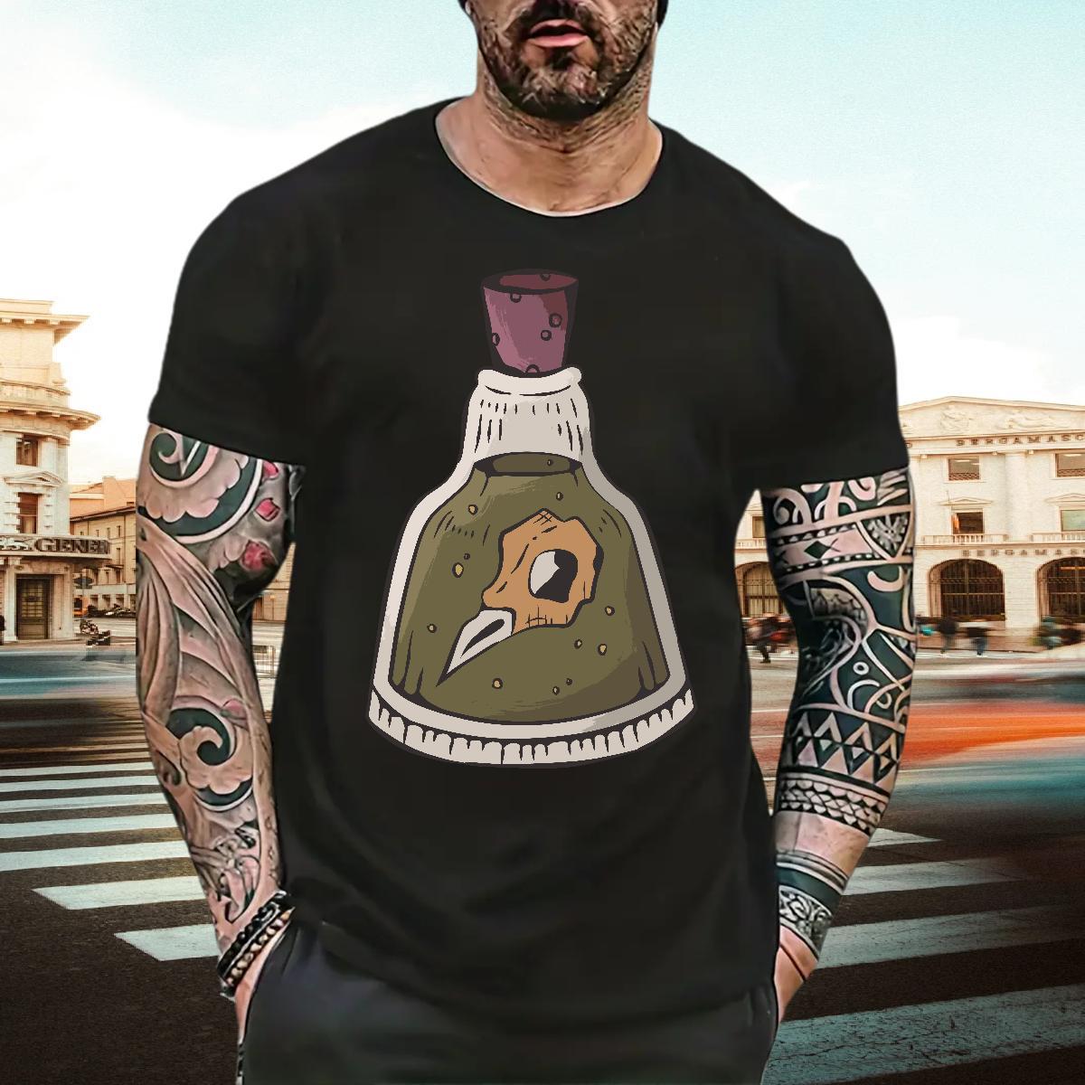 Wholesale T Shirt For Man 230g Cotton bottle Outdoor Tops Breathable Crew Neck Classic Men Clothes T-Shirt Custom Print Plus Size