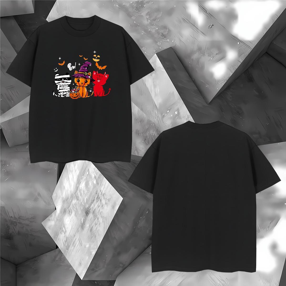 Classic Men Tops Tees 230g Cotton halloween T-Shirts for Men Casual Beach Breathable Short Sleeve Cartoon Printing L-4XL DIY Tops Shirt