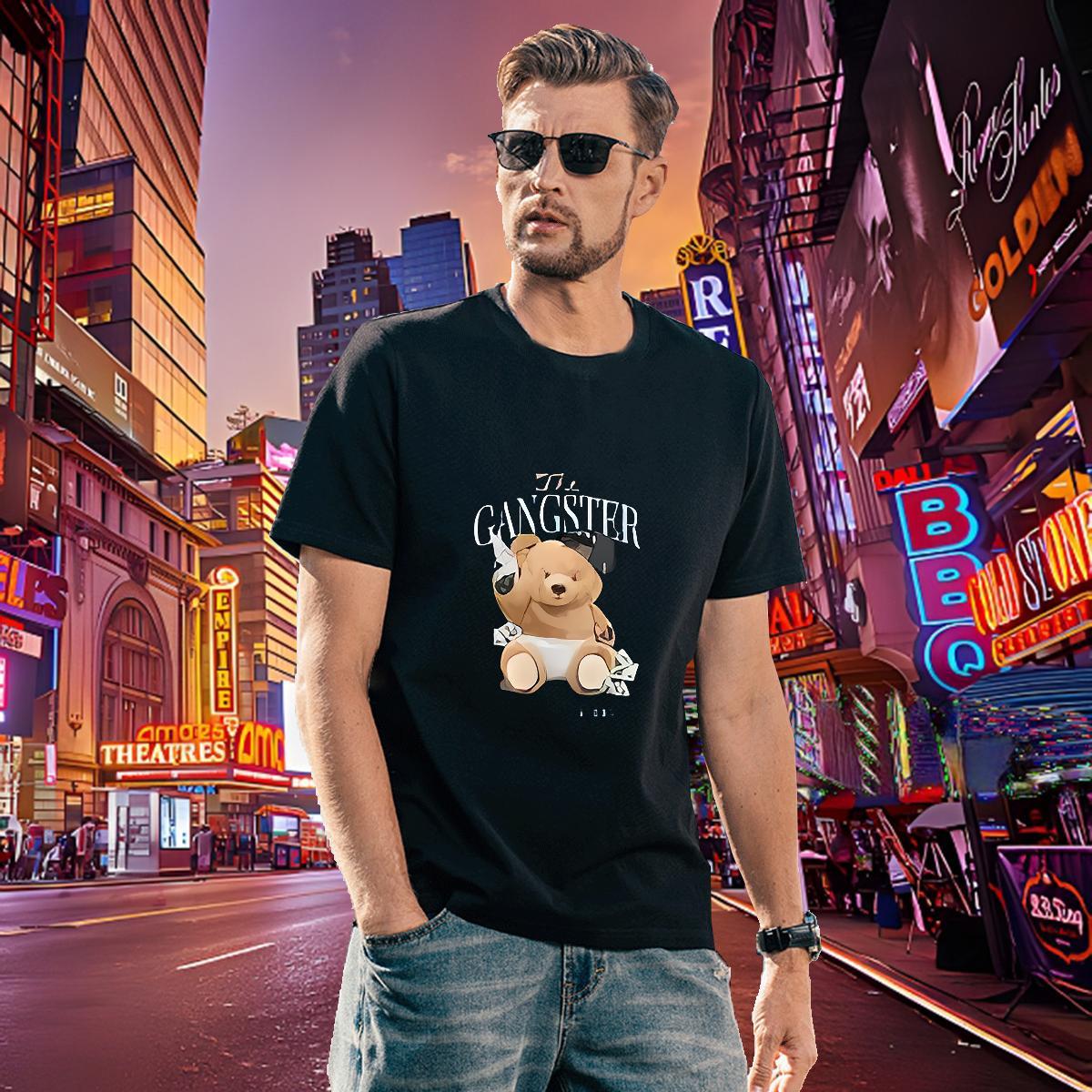Comfortable Couples T Shirts 100% Cotton 230g bear T shirt Hip Hop Street Breathable Short Sleeve Customized Print 2024 Designer Polos