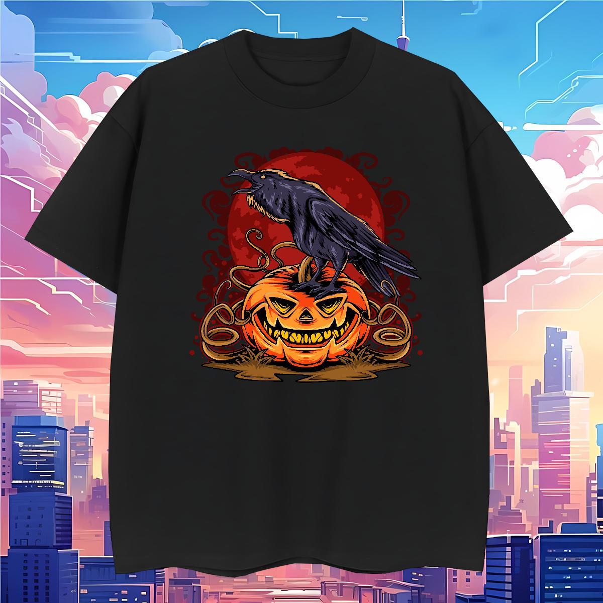 T-Shirts for Men 230g 100% Cotton pumpkin Home Outdoor Breathable Graphic Men Tees Fashion Loose Fit Clothes