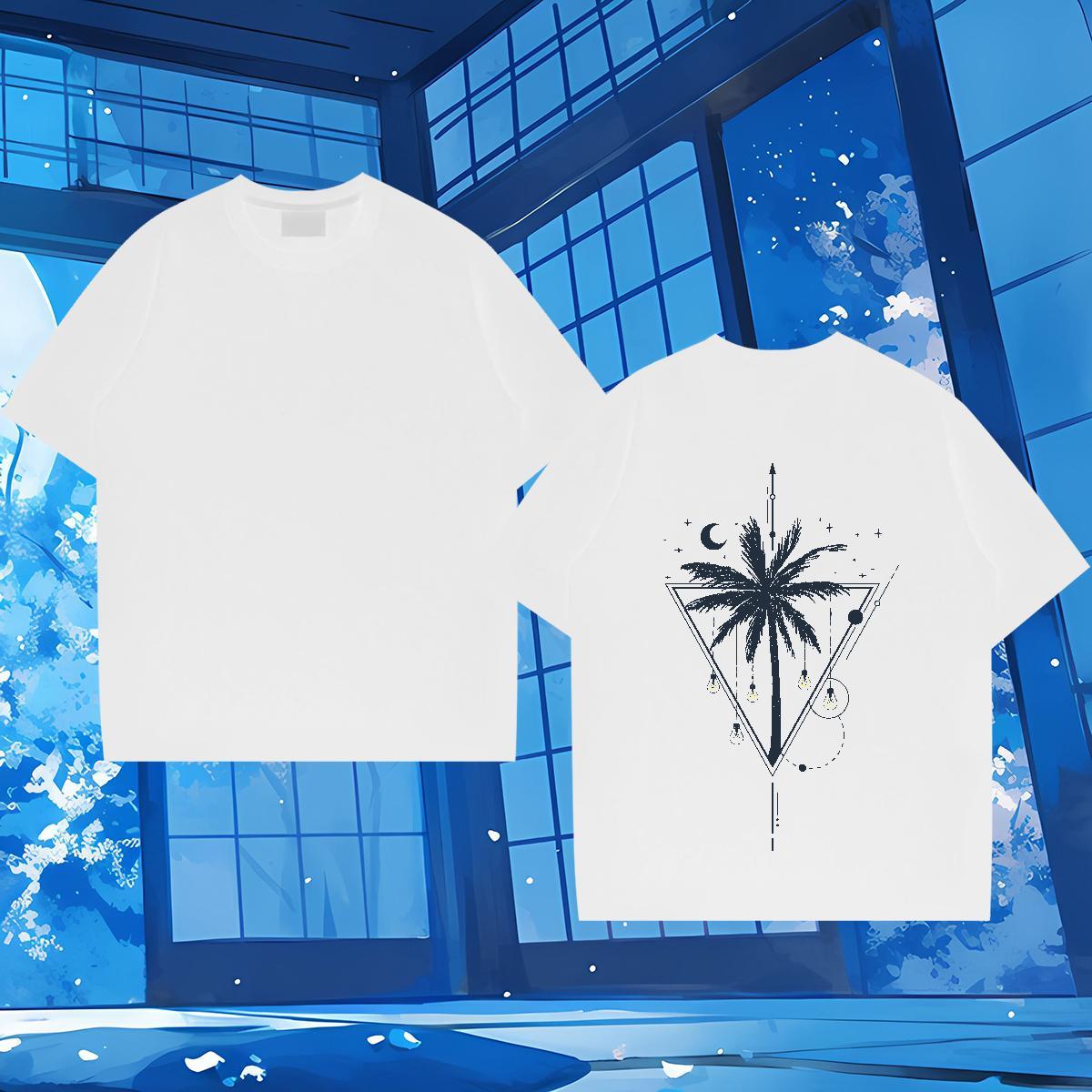 New Mens T Shirts 230g Cotton tree Street wear Hip Hop Tops Tees Crew Neck Breathable Popular Men Tshirts Custom Print Plus Size