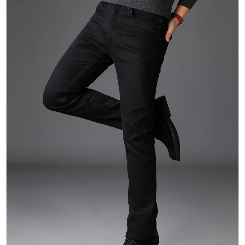 2024 Classic Mens Fashion Edition Straight Jeans Pure Black Soft Elastic Comfortable Motorcycle Casual Denim Trouser Mens240806