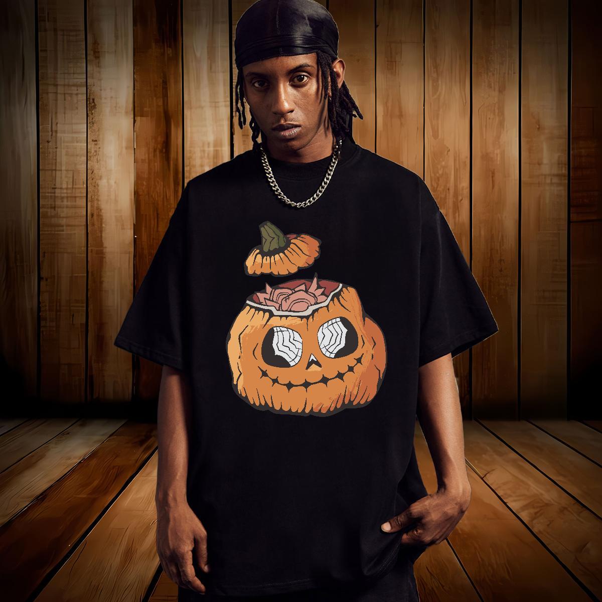 Designer Fashion Man T Shirts 230g 100% Cotton pumpkin Summer Casual Tops Tees Breathable Crew Neck Unisex Men Tops Tees Asian Size