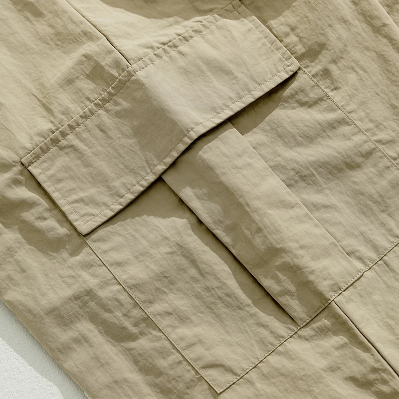 Micro pleated treatment waterproof function practical mens pants spring Japanese outdoor loose casual 240812