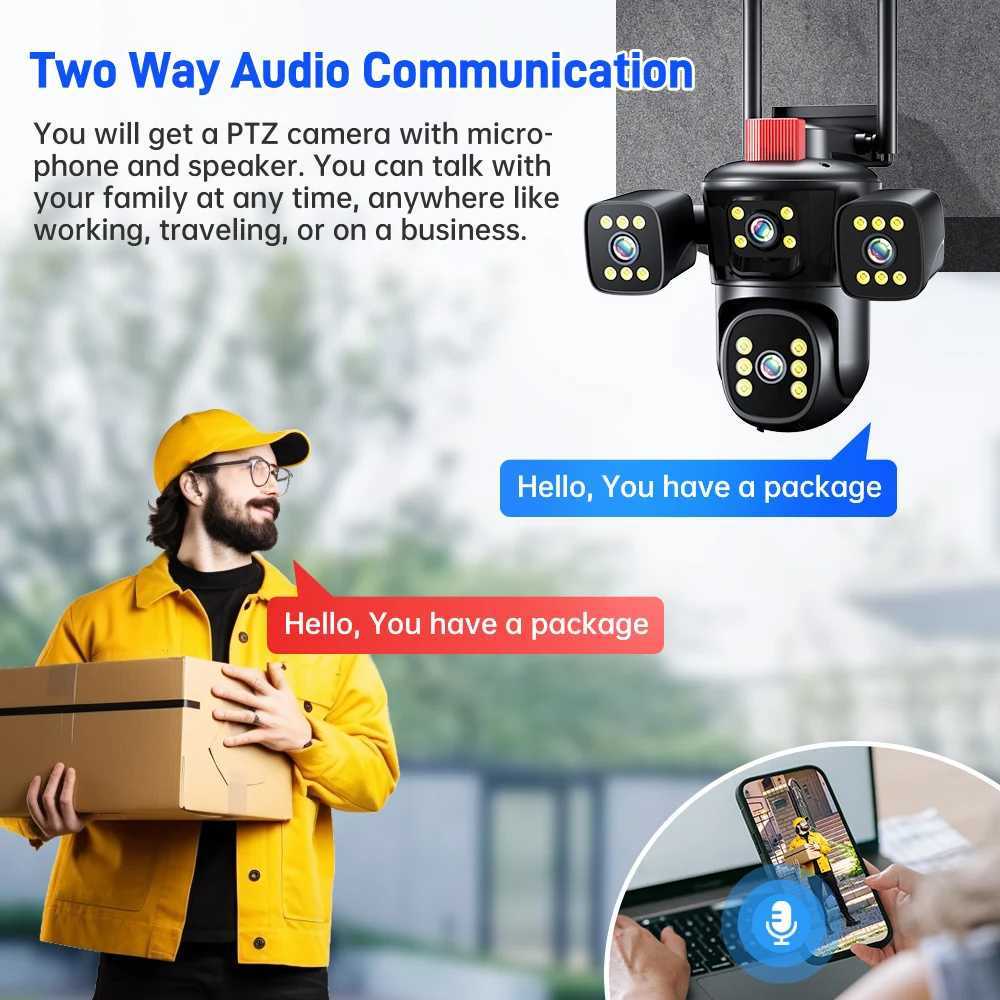 DIFANG 4 Screen CCTV Outdoor WIFI Security Camera Night Vision Two-Way audio outside waterproof 8MP 360 wireless IP CameraM240806