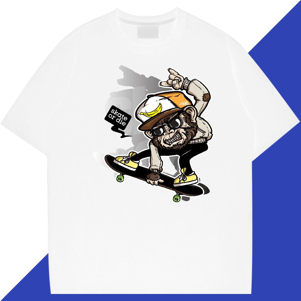 Designer Couples T Shirts 230g 100% Cotton Casual skateboarding Skull Crew Neck Breathable Customized T Shirts Men Tees