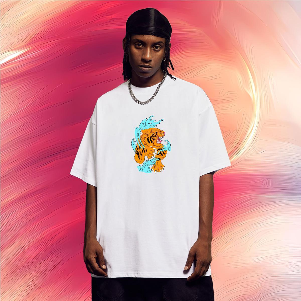 Man T Shirts 100% Cotton 230g tiger Daily Outfit Breathable Short Sleeve Plus Size Custom Men Tops Tees Designer Free Shipping Polos