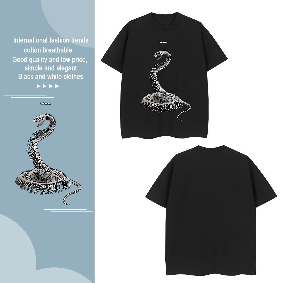 Popular Couples T Shirts 230g Pure Cotton snake Man T Shirts Home Outdoor Breathable Short Sleeve DIY Logo Oversized Free Shipping Tee Shirt