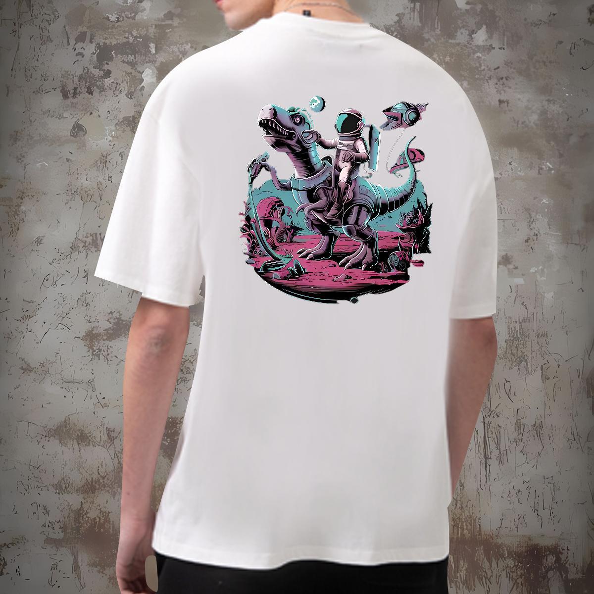 Popular Men Clothes T-Shirt 230g Pure Cotton dinosaur Men T Shirts Daily Outfit Breathable Short Sleeve Plus Size Custom DIY Customized Tees