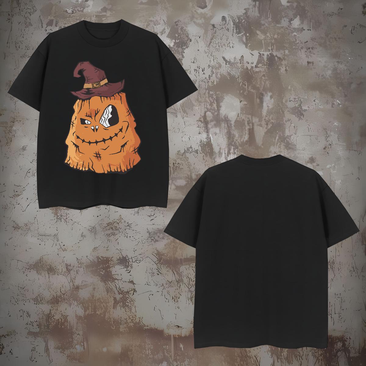 Loose Couples T Shirts 230g Pure Cotton pumpkin Man T Shirts Sport Round Neck Short Sleeve Anime Print 2024 DIY Tee Shirt