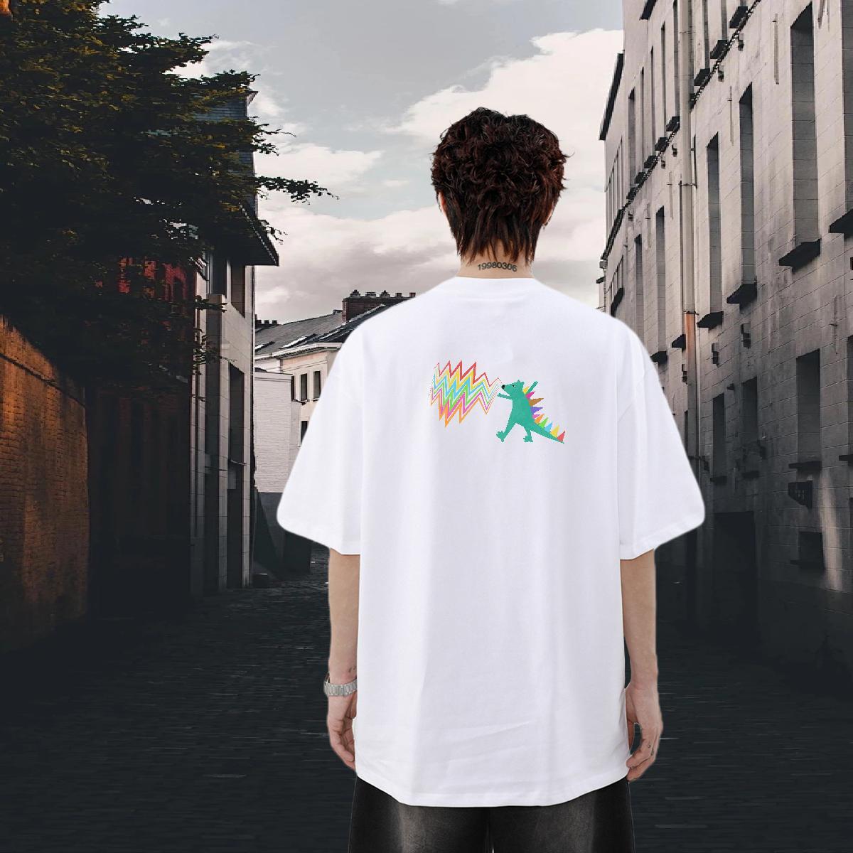 DIY Customized Man T Shirts 230g Pure Cotton dinosaur Street wear Hip Hop Tees Shirts Short Sleeve O-Neck Soft Men Tops Tees Custom Print Plus Size