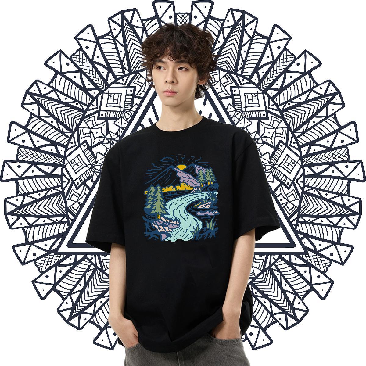 Cool Tshirt for Man Woman 230g Cotton Sport Mountain Oversized 3XL 4XL Short Sleeve O-Neck Classic T Shirt For Man Tops Tees