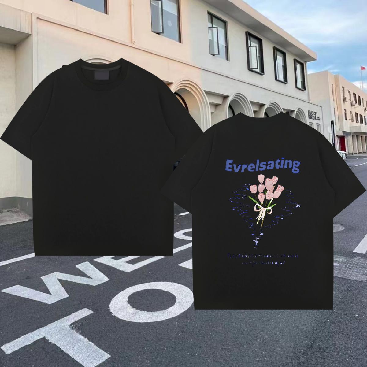 Fashion Design T Shirt For Man 100% Cotton 230g flower Sports Casual Tops Pure Cotton Wholesale Tshirts Cartoon Print