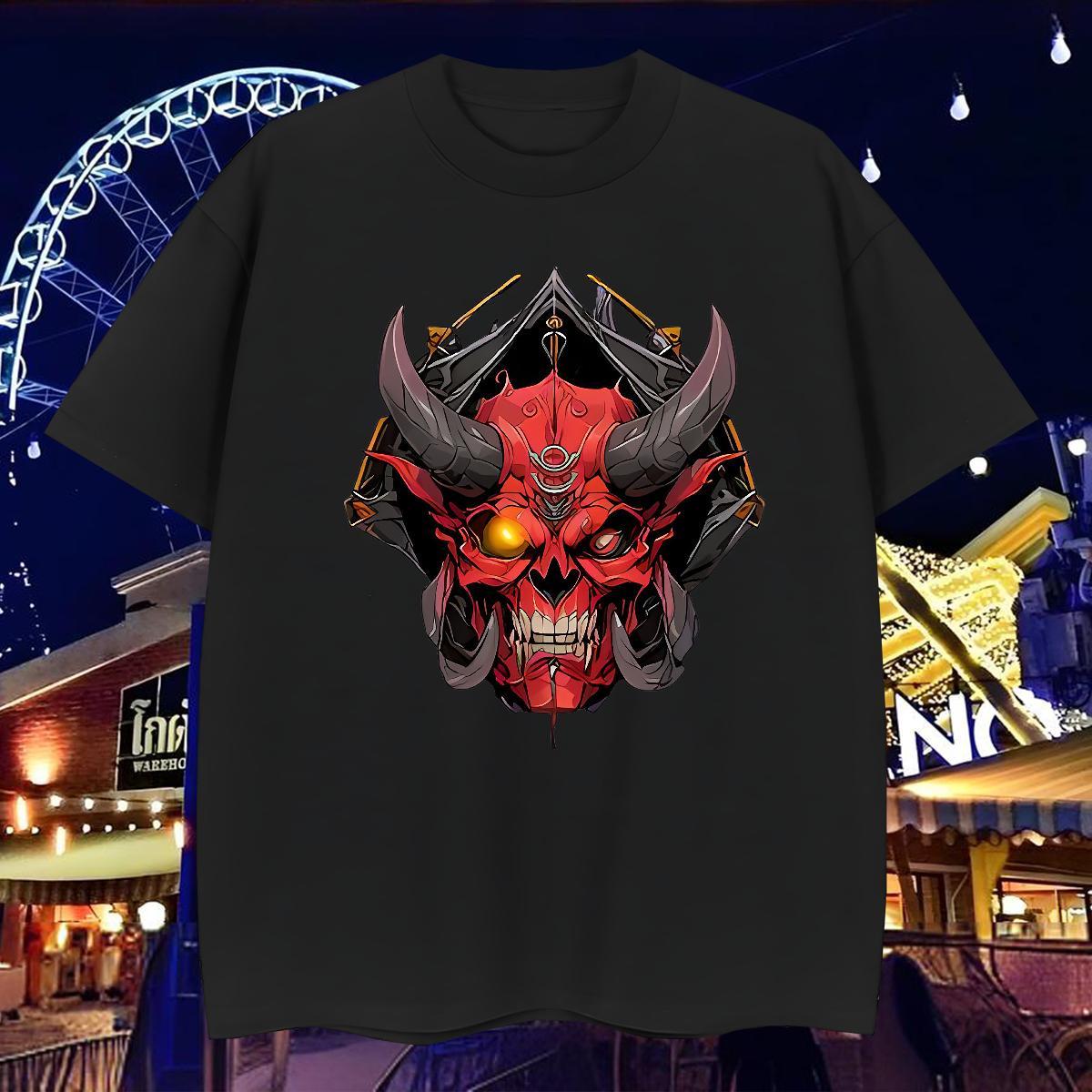 T-Shirts for Men 230g Pure Cotton Terror Street wear Hip Hop Short Sleeve Soft Anime Print Tshirt for Man Woman 2024 Designer Tops Shirt