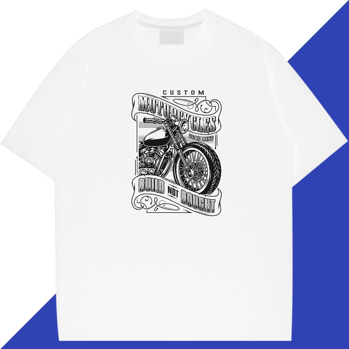Soft Couples T Shirts 100% Cotton 230g Casual Motorcycle DIY Printed Breathable Classic Casual T-Shirts for Men Tees