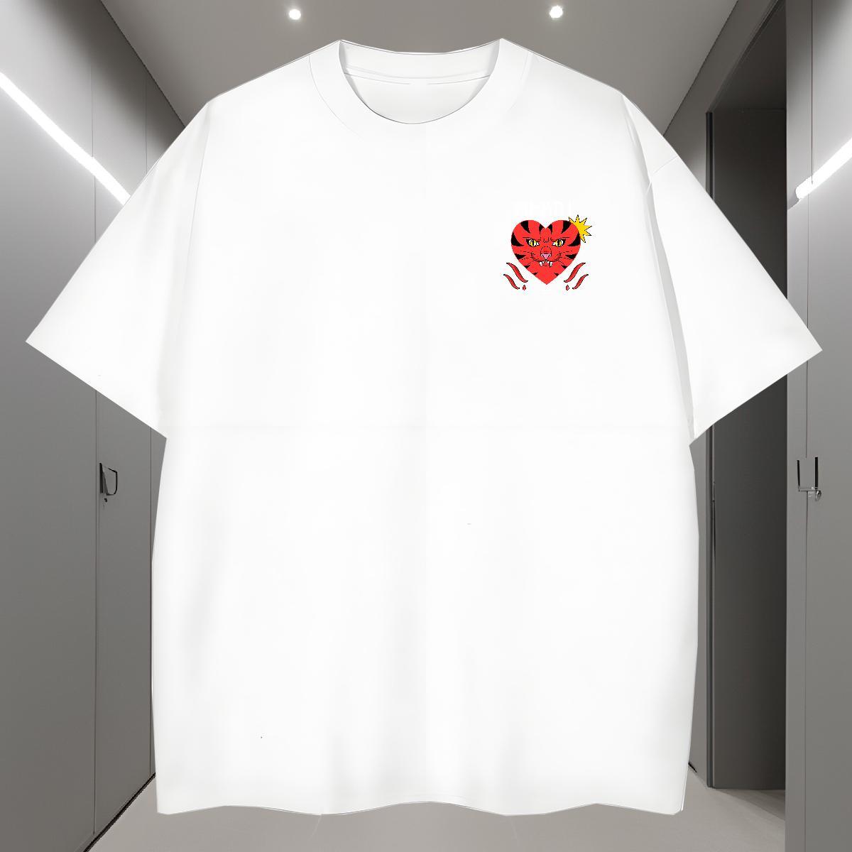 T shirt 230g Pure Cotton face Anime Printing Street Short Sleeve Soft Plus Size Cartoon Couples T Shirts Classic Casual Brand Tee Shirt