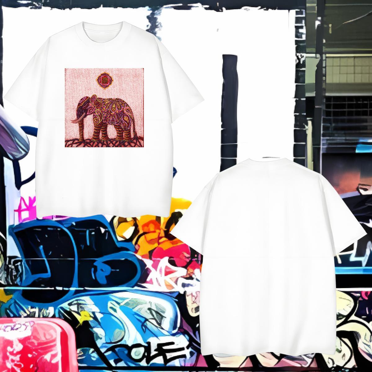 T Shirt For Man 230g Cotton elephant Casual Daily Wear Breathable Short Sleeve Custom Print Plus Size Mens Tshirts Brand High Quality Tops