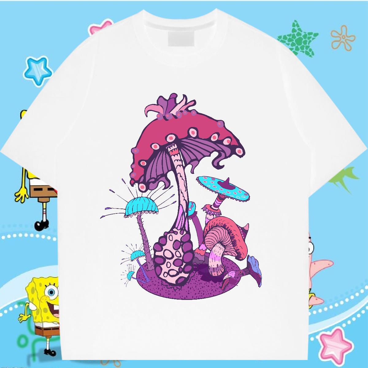 Soft T-Shirts Crew Neck Breathable Tshirt for Man Woman DIY Anime Printed mushroom Street Casual 230g 100% Cotton Fashion Casual Top Shirts