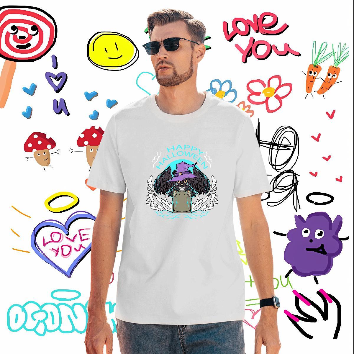 Loose Fit Men Clothes T-Shirt 230g Cotton eagle T-Shirts Street wear Hip Hop Breathable Crew Neck Oversized 4XL DIY Customized Tees