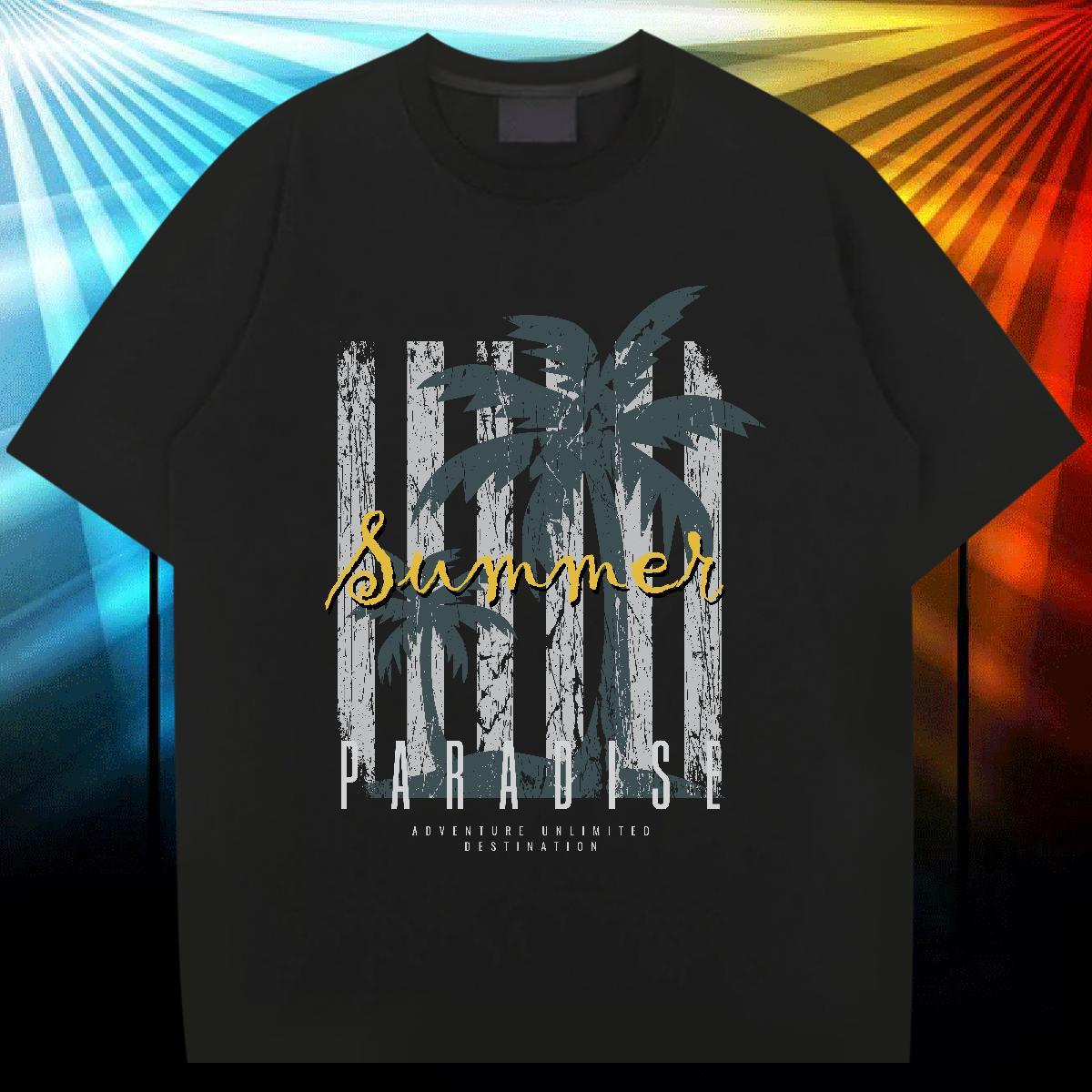 Classic Casual T Shirt For Man 230g Cotton tree Anime Printing Street Tops Breathable Short Sleeve Cool Men Tees Graphic