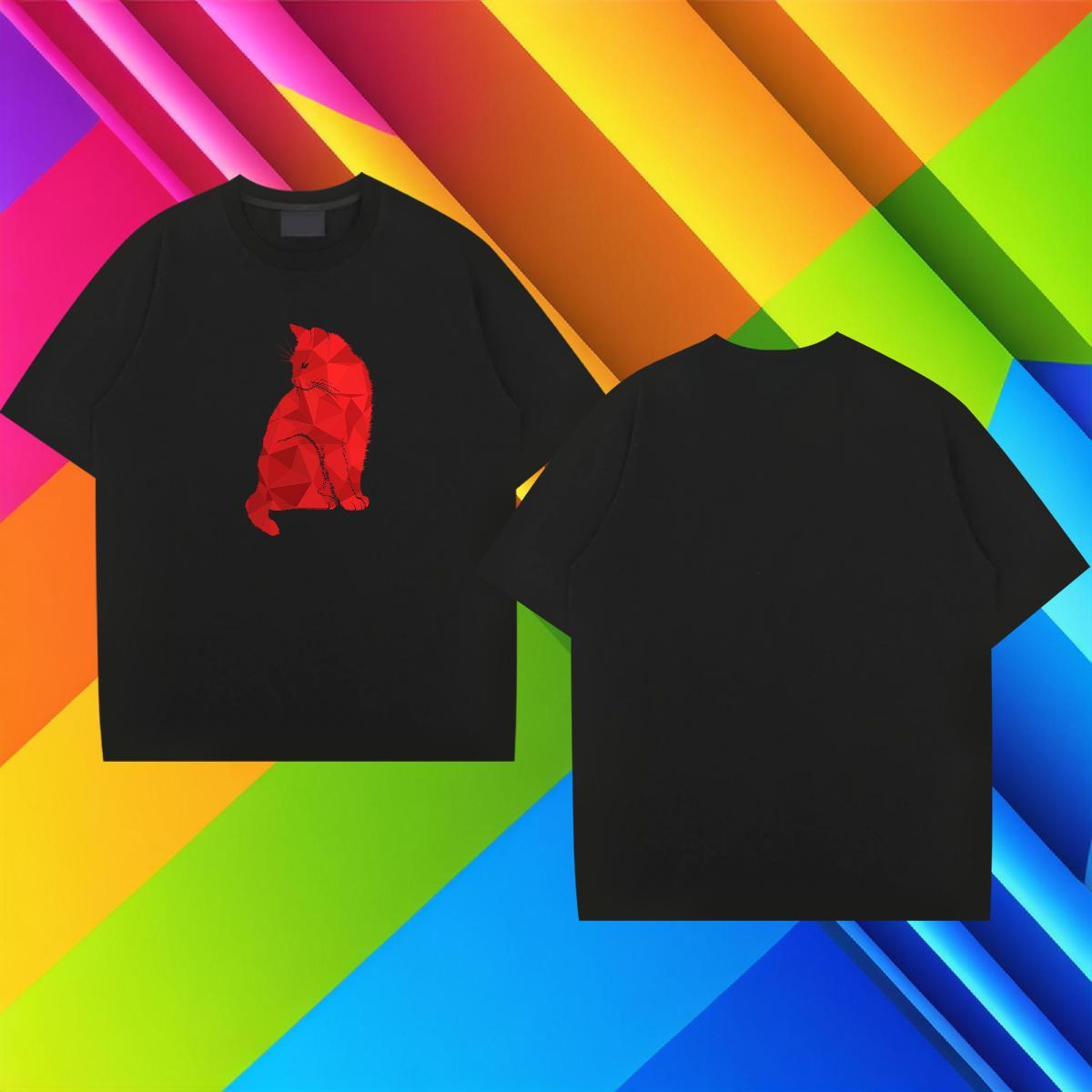 DIY Men T Shirts 230g Pure Cotton cat Summer Casual Tees Shirts O Neck Short Sleeves TOP Quality Tshirts Plus Size Cartoon