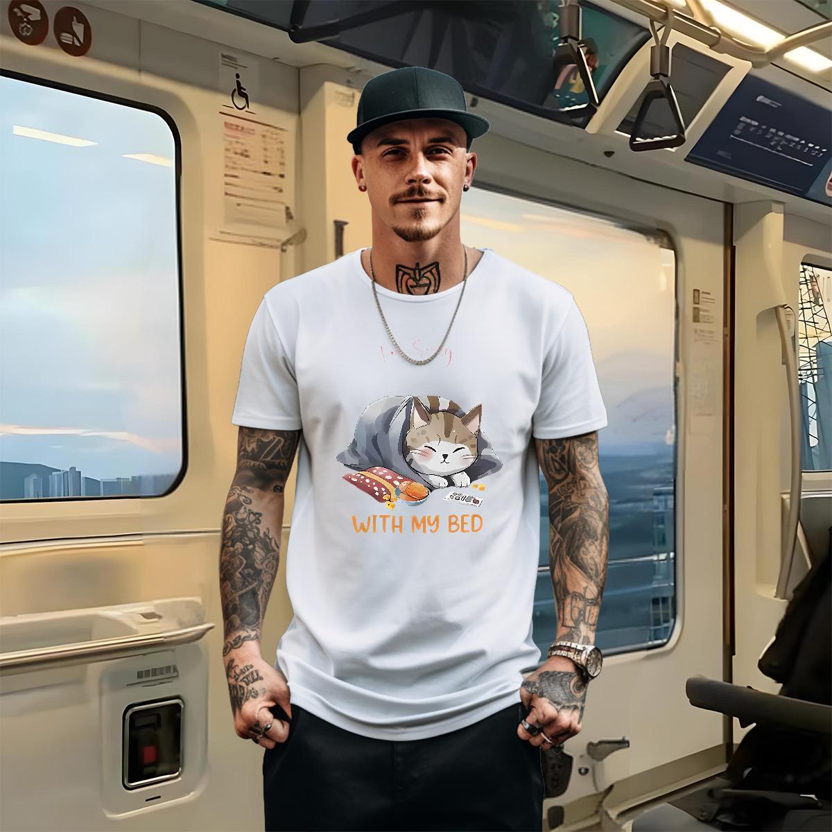 Fashion Men T Shirts 100% Cotton 230g cute Anime Printing Street Clothings Pure Cotton Designer Couples T Shirts White Plus Size