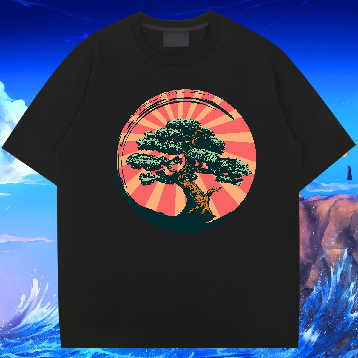 Casual New T Shirt For Man 230g 100% Cotton tree Street Tops Breathable Soft Loose Men Clothes T-Shirt Oversized