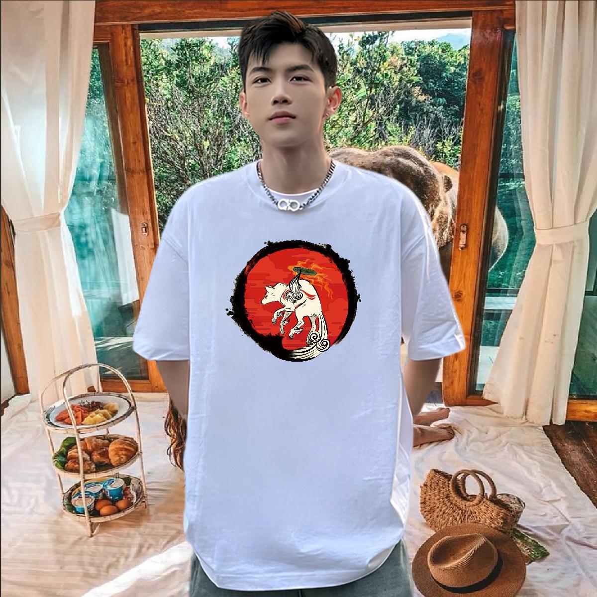 Fashion Designer Man T Shirts 230g Pure Cotton wolf Sports Casual Tops Breathable Crew Neck Wholesale Couples T Shirts DIY