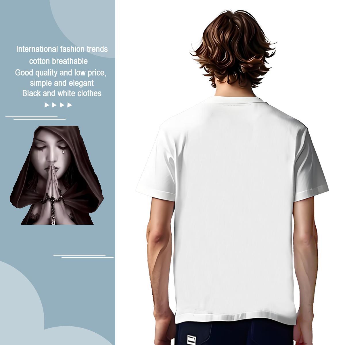 T-Shirts for Men 230g 100% Cotton nun Street wear Hip Hop Breathable Short Sleeve Cartoon Print Tshirt for Man Woman Stylist Loose Tees