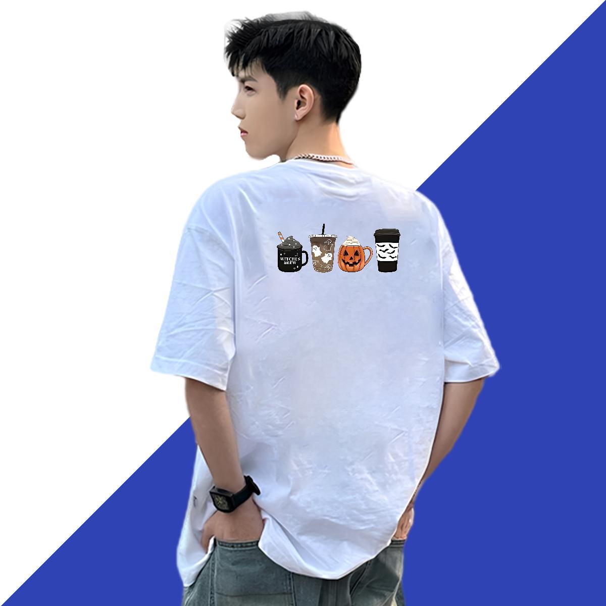 Classic Casual T Shirt For Man 230g Cotton pumpkin High Street Hip Hop Wear Breathable Soft Cool Tshirt for Man Woman Plus Size Cartoon