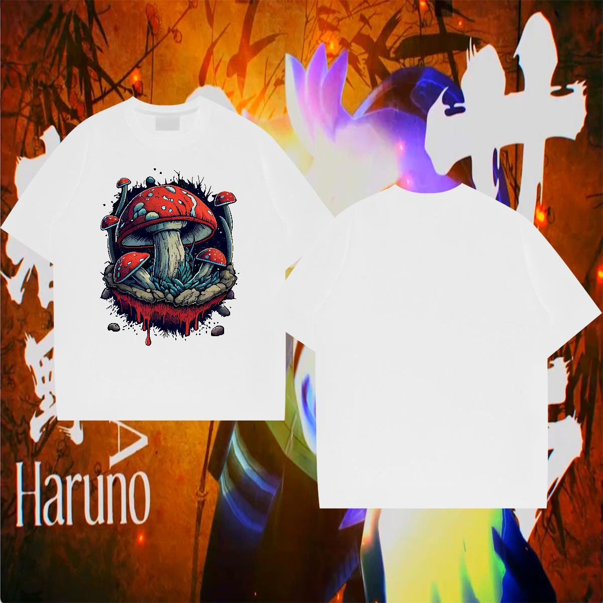 Man T Shirts 230g Pure Cotton mushroom Street Casual Breathable Crew Neck Custom Printing Tshirts Brand Loose Fit Tops Shirt