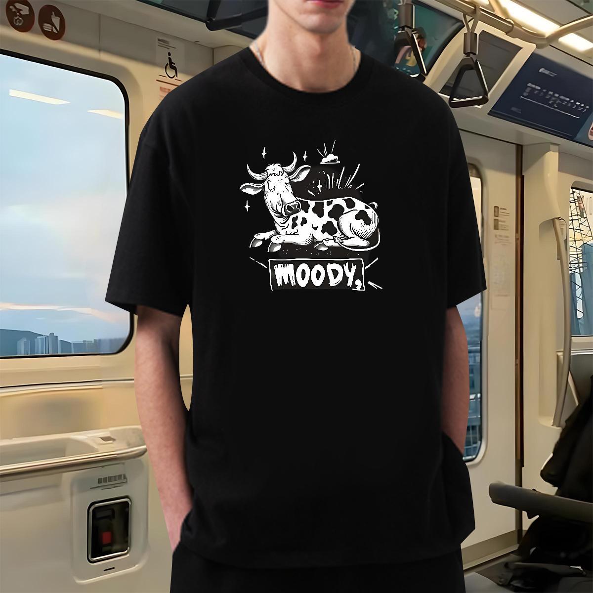 Fashion New Mens T Shirts 230g Pure Cotton cow Sport Tshirts Breathable Unisex Men Clothes T-Shirt DIY Anime