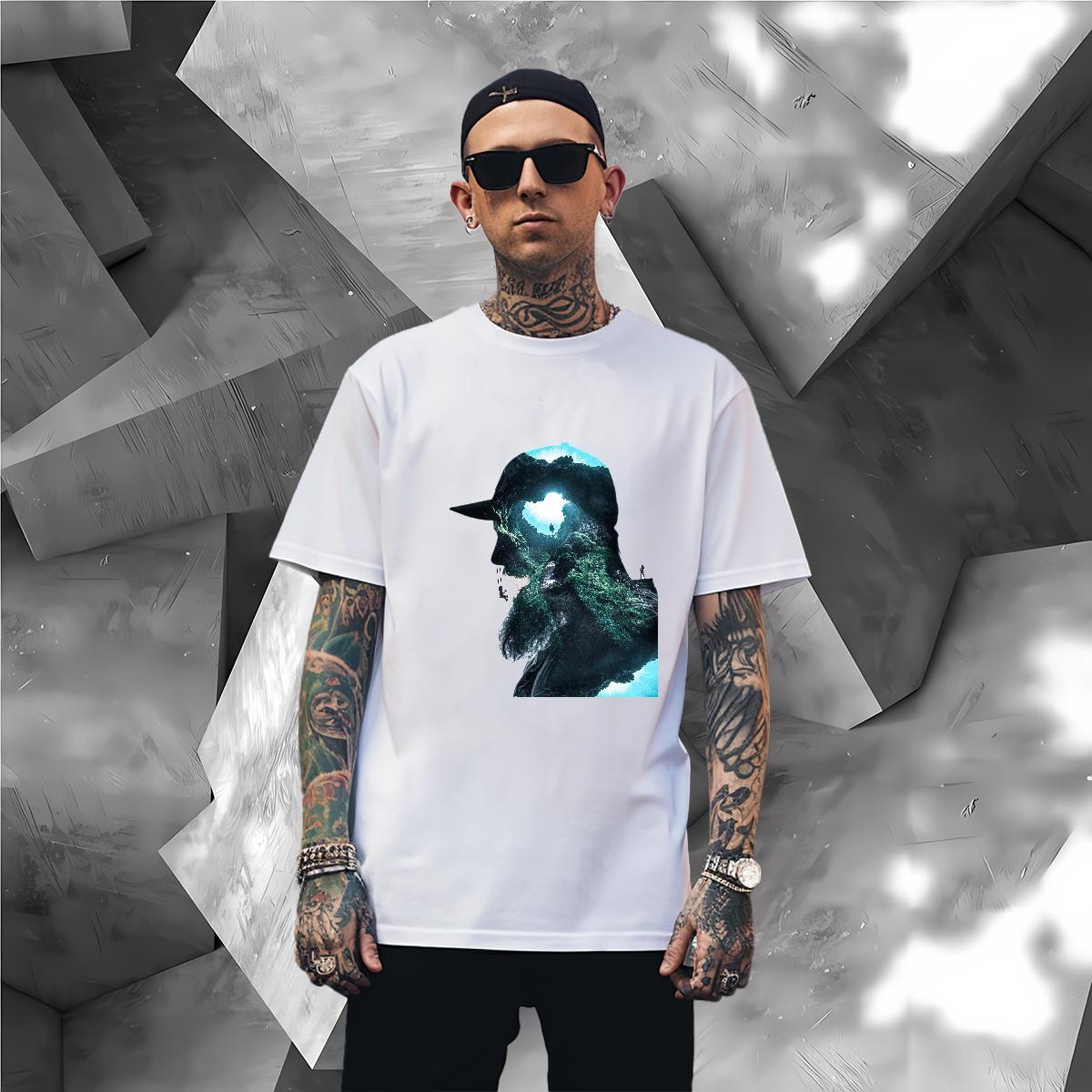 Man T Shirts 230g Pure Cotton portrait Hip Hop Crew Neck DIY Printed Couples T Shirts DIY Customized High Quality Tops