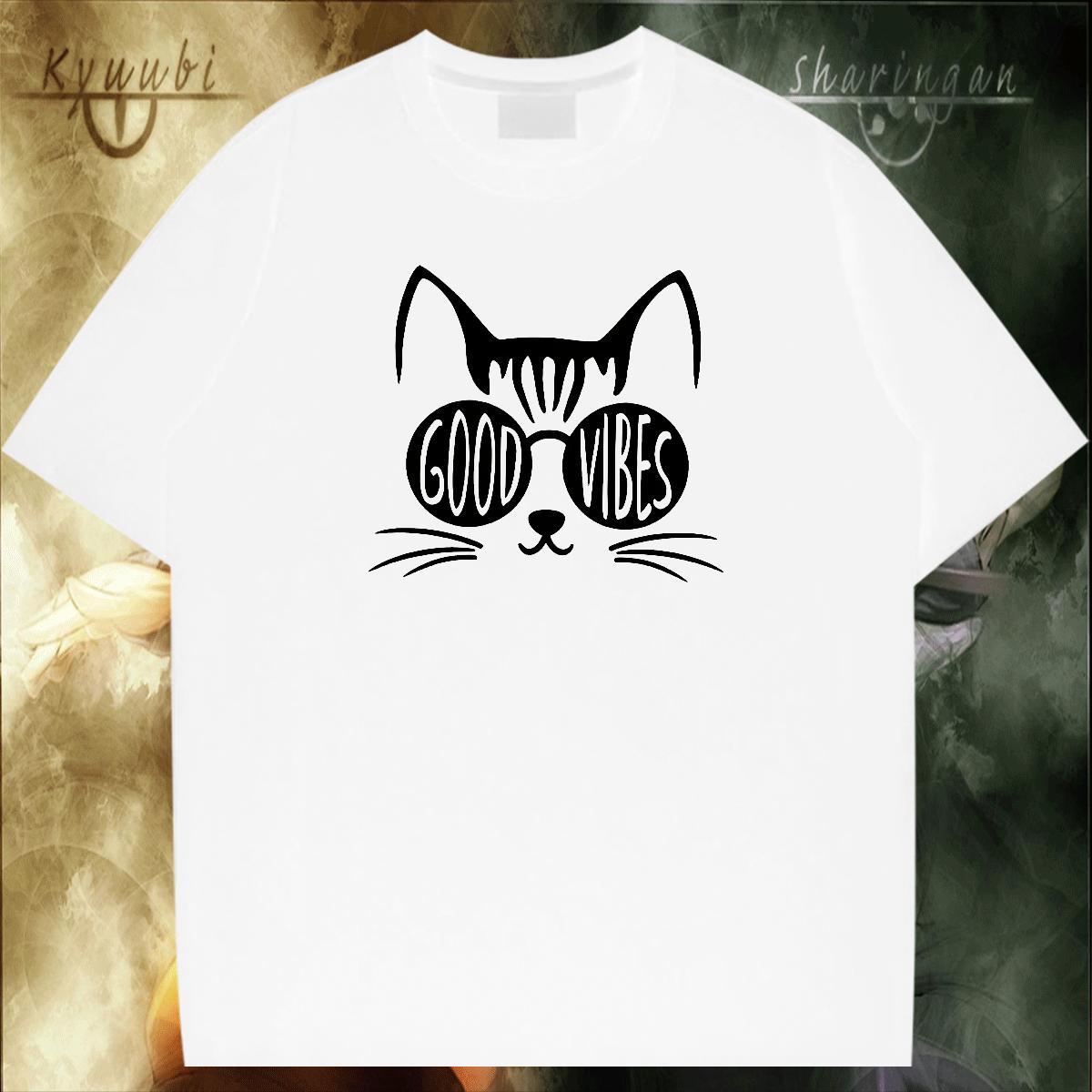 TOP Quality Couples T Shirts 230g Pure Cotton High Street Hip Hop cat Anime Print Breathable Crew Neck 2024 Men T Shirts Clothings