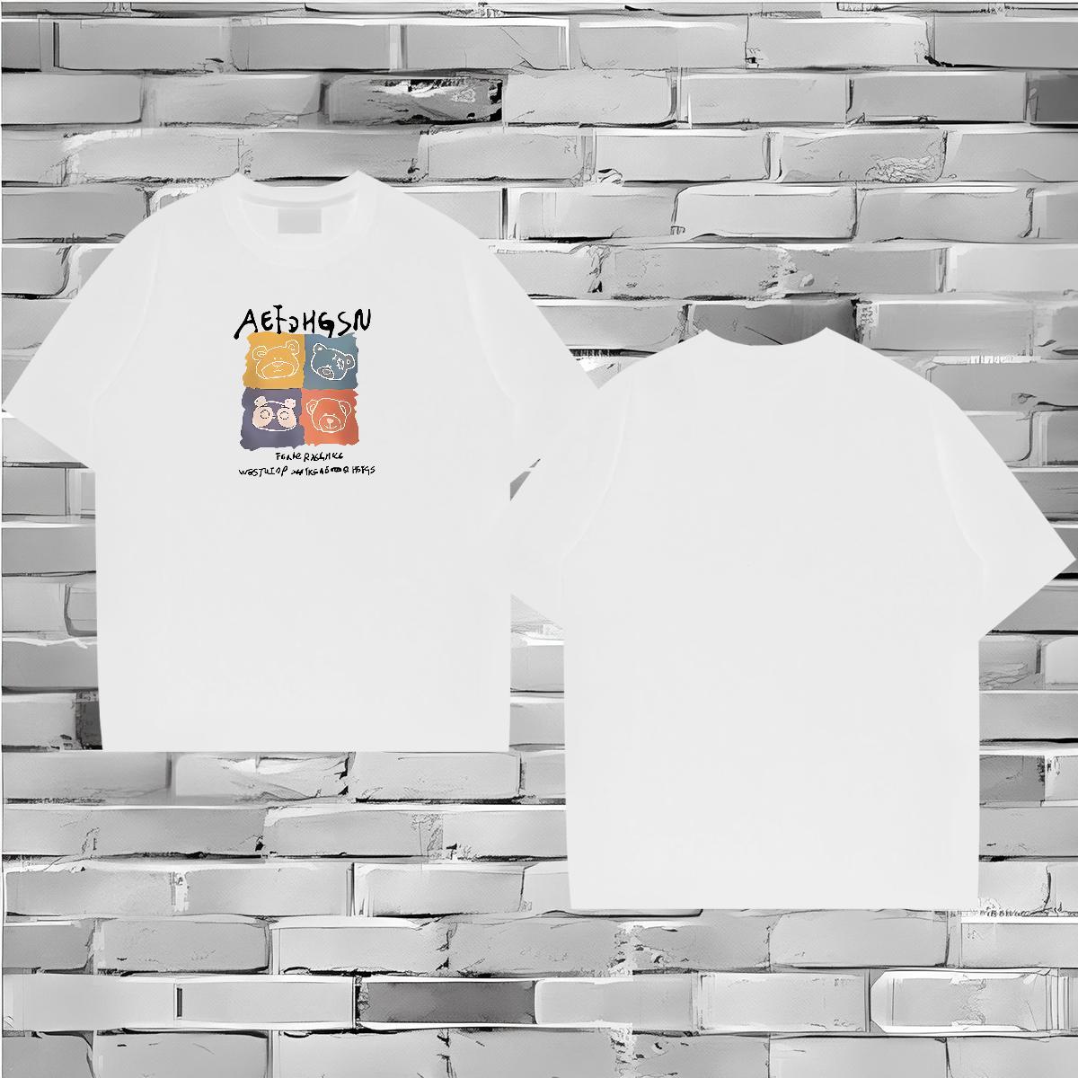 Custom Mens T Shirts 230g 100% Cotton bear High Street Hip Hop Wear O-Neck Short Sleeve Classic Men Tees Custom Print Plus Size