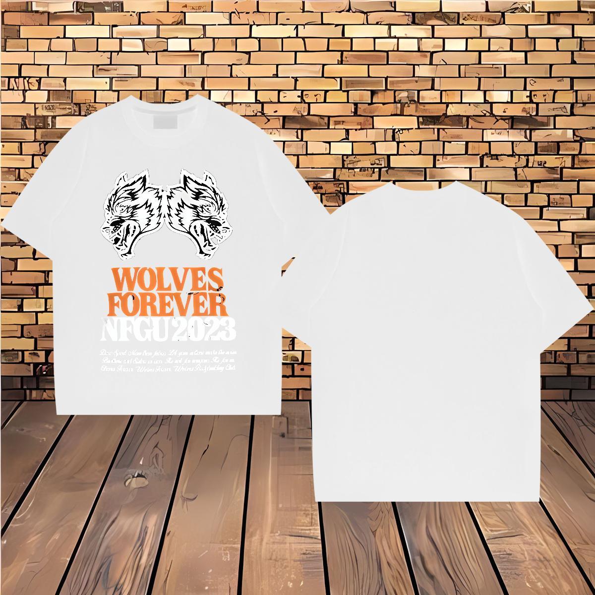 Factory Direct Man T Shirts 230g Pure Cotton wolf Casual Daily Wear Clothes Breathable Short Sleeve Classic Tshirts DIY Logo Oversized