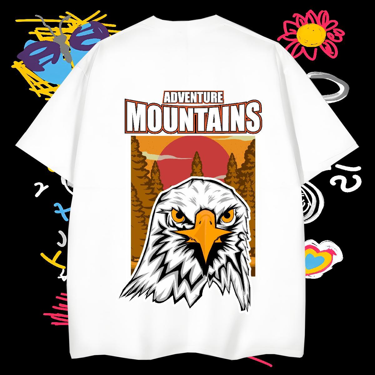 Man T Shirts 230g 100% Cotton eagle Street Casual Breathable Short Sleeve Anime Print Couples T Shirts Fashion Design Classic Wear