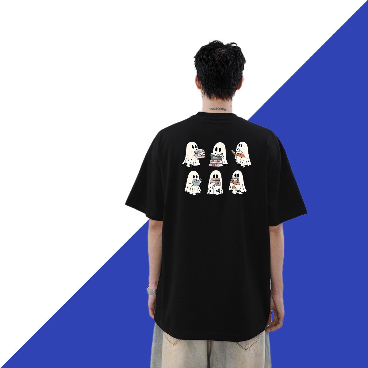 2024 T shirt 230g 100% Cotton monster Street Wear Polos Breathable Crew Neck Wholesale Men Clothes T-Shirt Cartoon Printing L-4XL