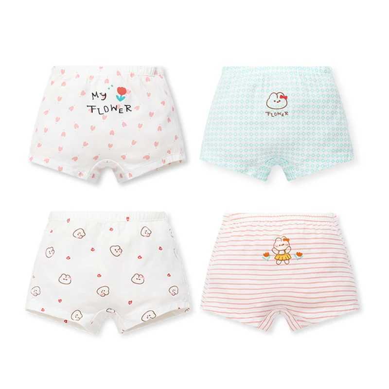 4 packs of childrens underwear cotton underwear for little girls childrens shorts cotton boxing underwear for girls aged 3-11W240715
