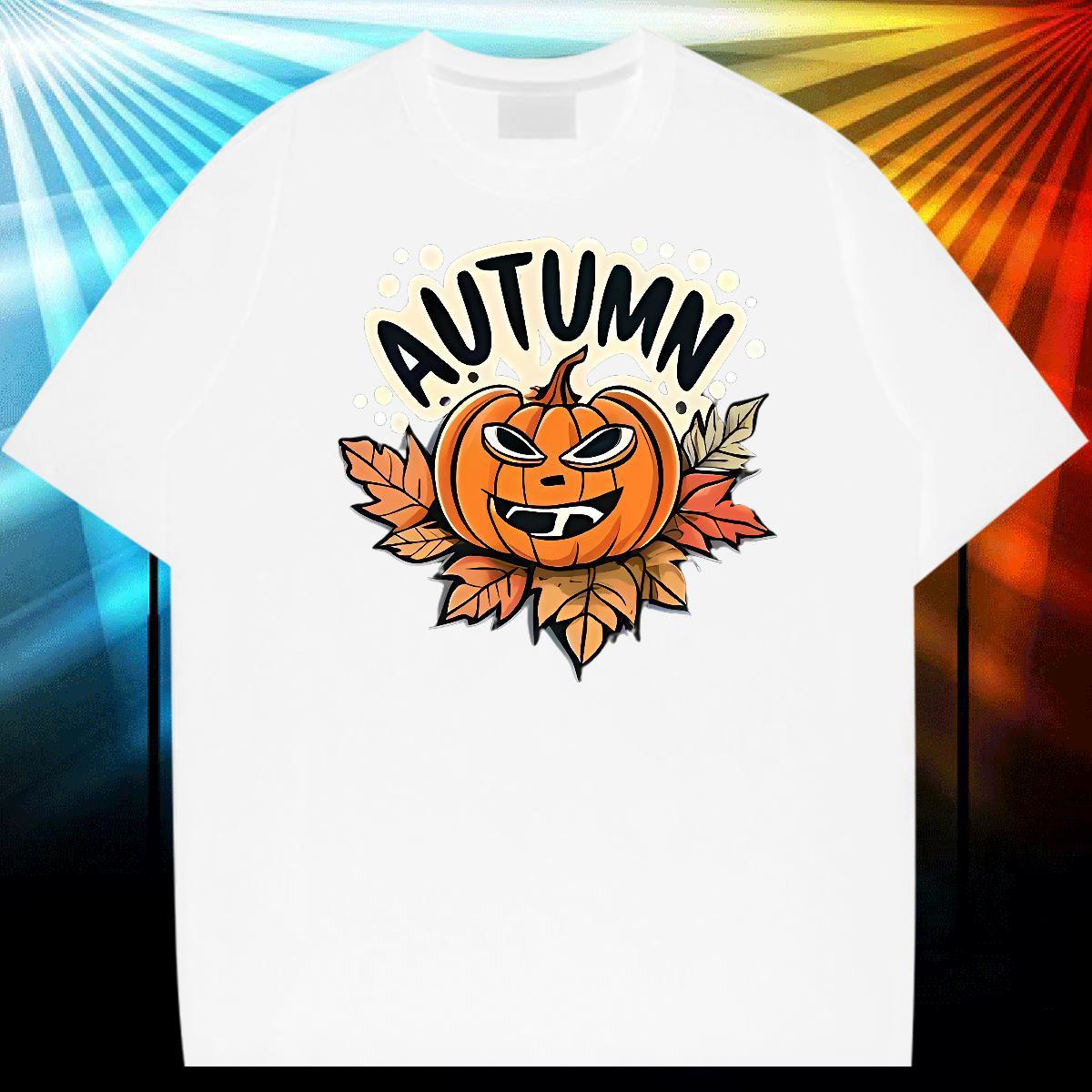 Classic Casual Men T Shirts 230g Pure Cotton pumpkin Street wear Hip Hop Tops Tees Short Sleeve Soft Comfortable Men Tees Anime