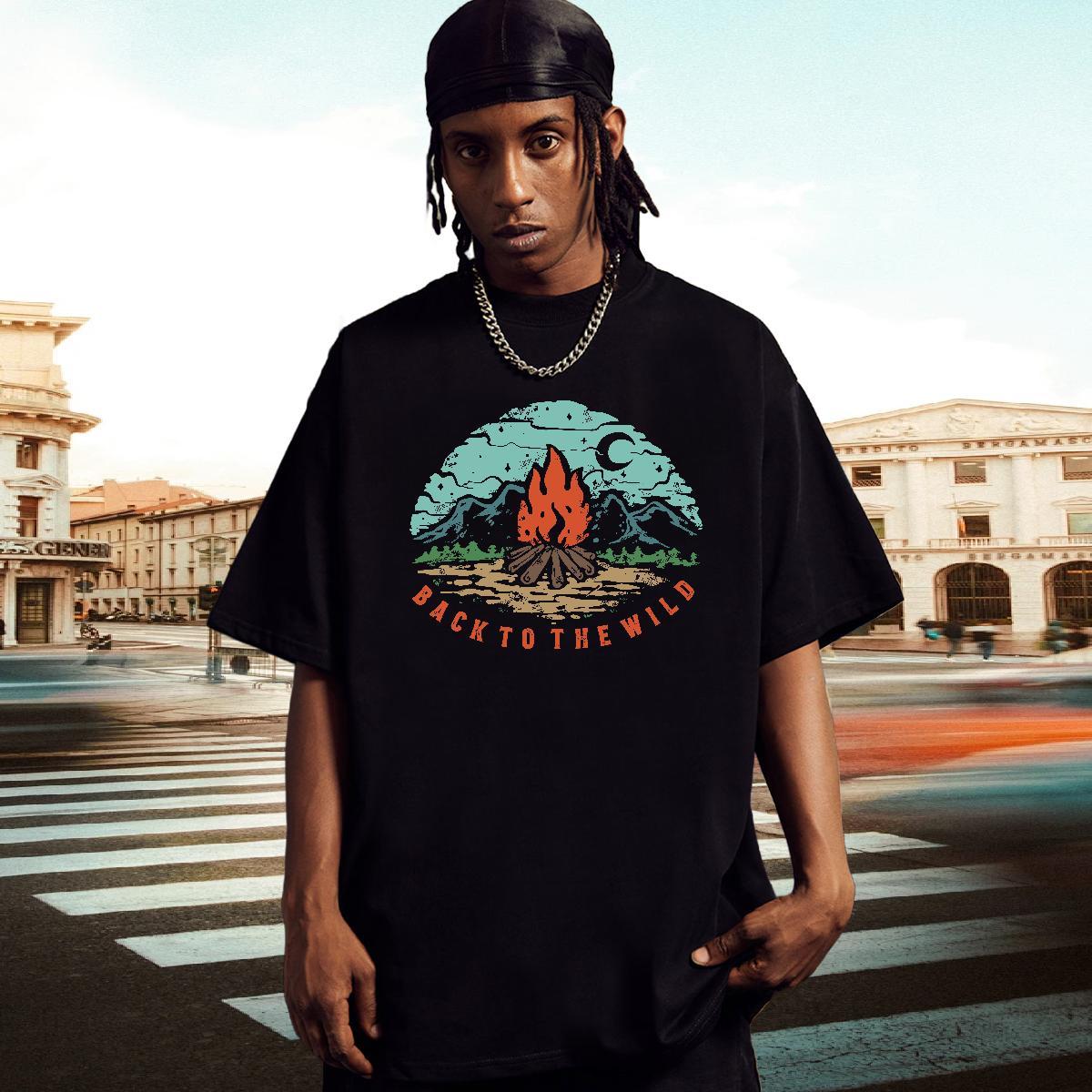 Soft Men Tees 230g Pure Cotton Street wear Hip Hop mountains Custom Big Size Breathable Crew Neck Fashion New T Shirt For Man Tees Shirts