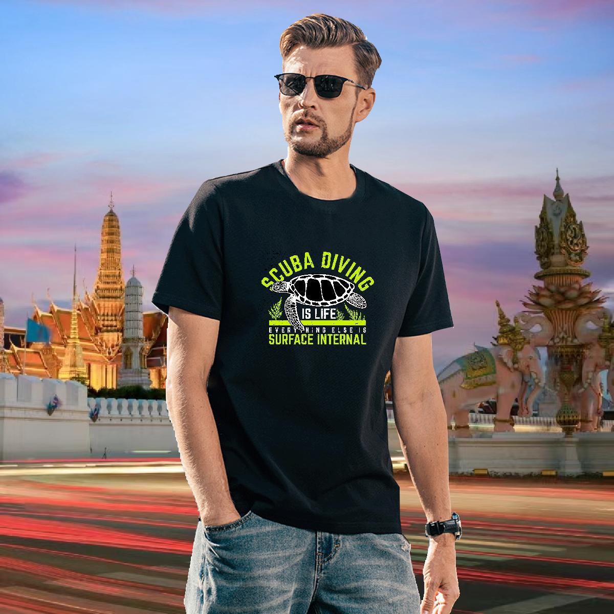 T shirt 230g Cotton Casual Beach O Neck Short Sleeves Custom Anime Men Tops Tees Classic Comfortable Tshirts