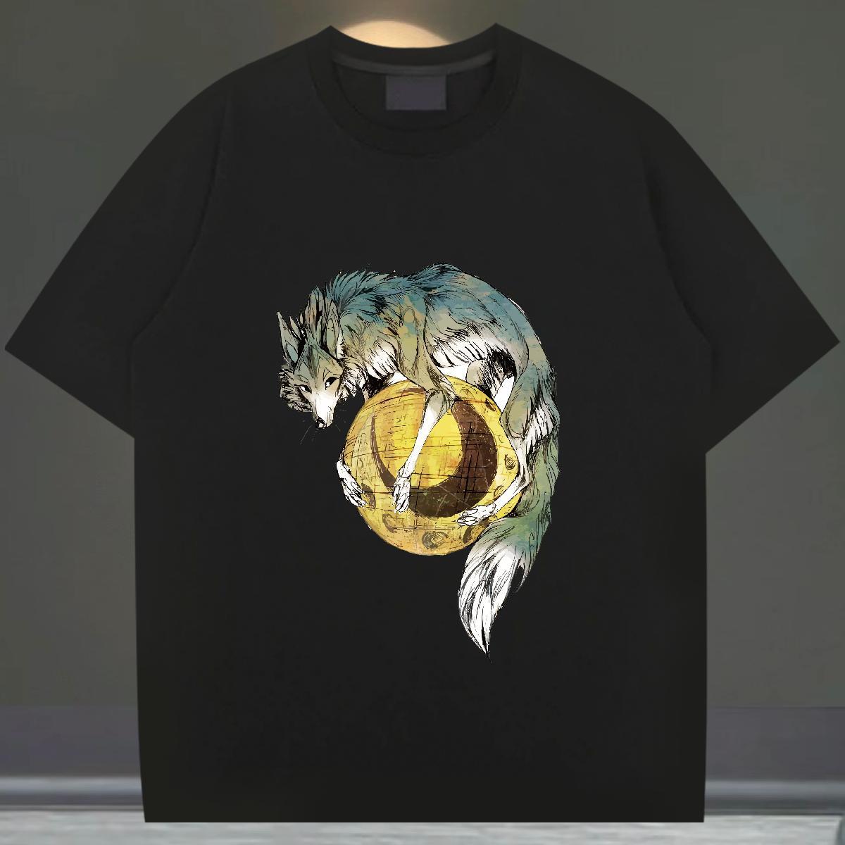 Brand Tshirt for Man Woman 230g Pure Cotton Sport wolf Custom Print Plus Size Breathable Short Sleeve 2024 Men T Shirts Tops Shirt