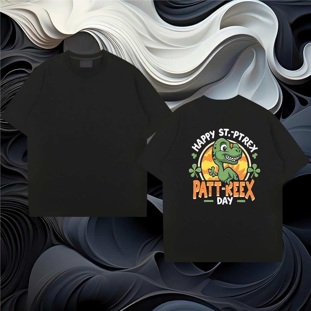 DIY Customized T Shirt For Man 230g 100% Cotton dinosaur Summer Casual Wear Round Neck Short Sleeve Comfortable Mens Tshirts Plus Size Cartoon