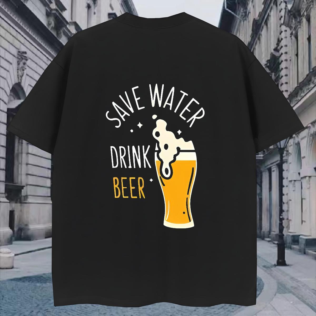 Brand Men Tees 230g Cotton beer T-Shirts for Men High Street Hip Hop Breathable DIY Printed Stylist Clothings