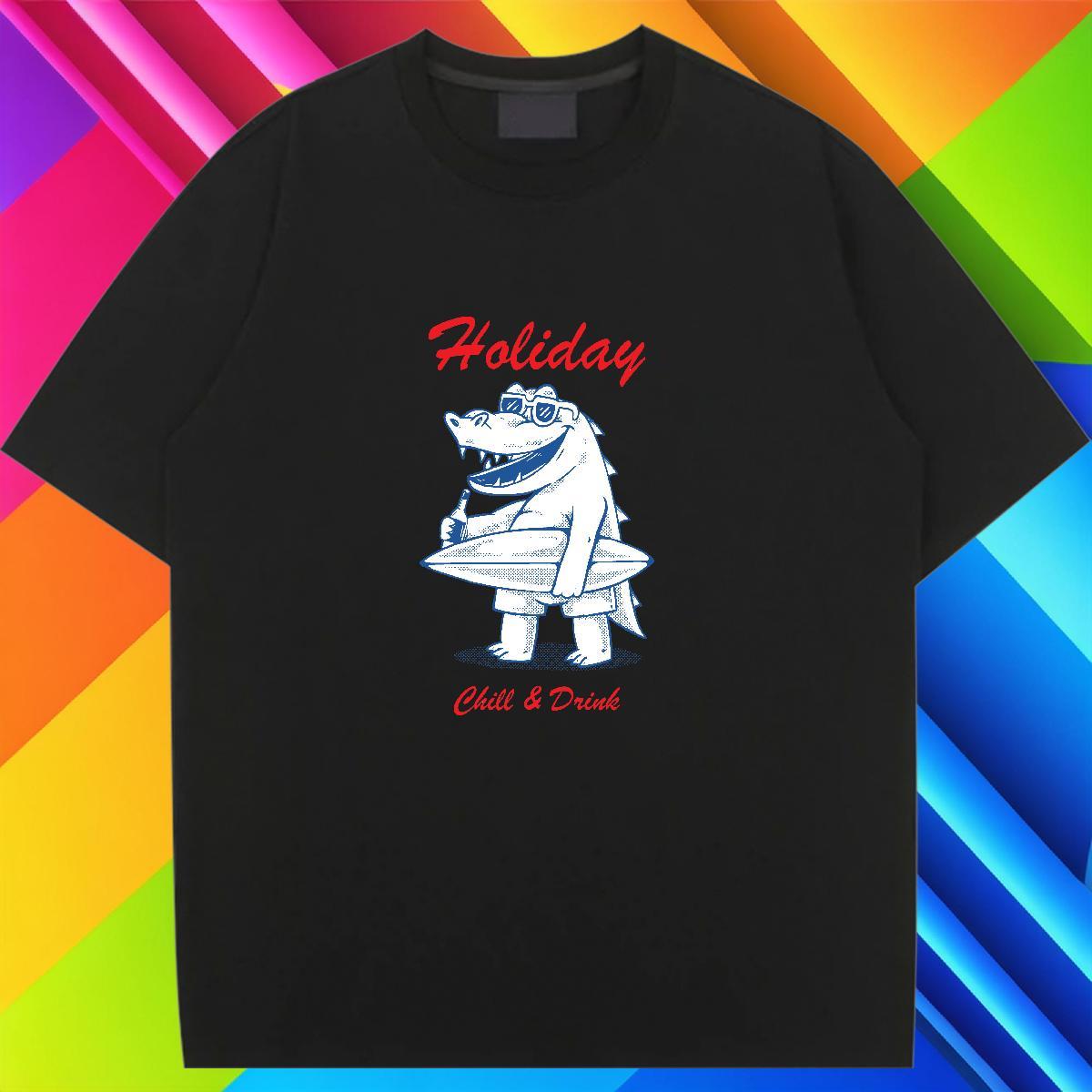Lady T-Shirts Breathable Short Sleeve Women Tshirts Cartoon Anime crocodile Hip Hop 230g Cotton Factory Direct Tees