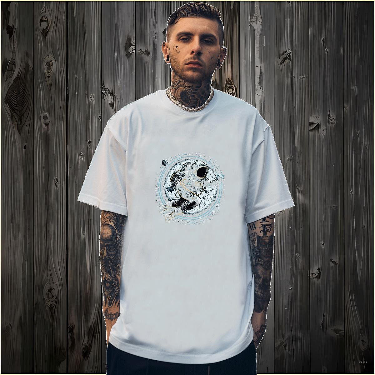 T Shirt For Man 230g Cotton universe Sport Crew Neck Breathable Custom Print Plus Size Tshirts Fashion Unisex Wear