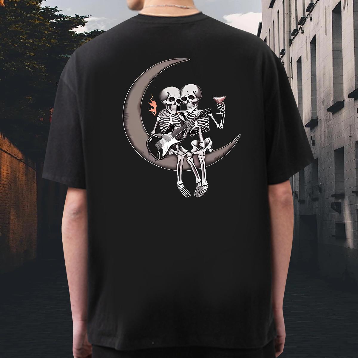 New Designer Mens T Shirts moon Clothings 100% Cotton 230g Street wear Hip Hop Brand DIY Printed O Neck Short Sleeves Men Tees