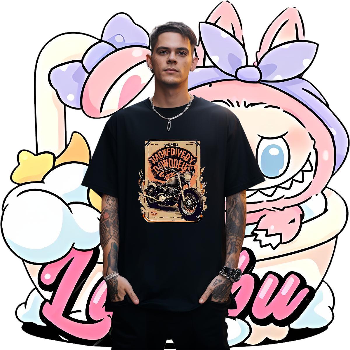 High Quality Tshirt for Man Woman 100% Cotton 230g Hip Hop Street Motorcycle Custom Cartoon Breathable Fashion Casual T Shirt For Man Top Tees